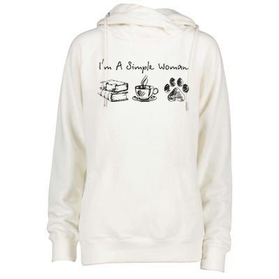 Im A Simple Woman Books Coffee Dog Animal Fur Paw Print Womens Funnel Neck Pullover Hood