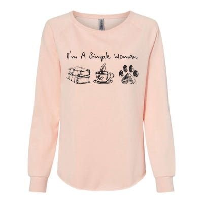 Im A Simple Woman Books Coffee Dog Animal Fur Paw Print Womens California Wash Sweatshirt