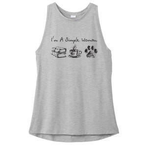 Im A Simple Woman Books Coffee Dog Animal Fur Paw Print Ladies PosiCharge Tri-Blend Wicking Tank