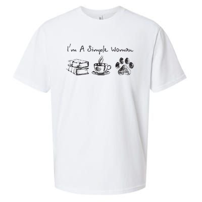 Im A Simple Woman Books Coffee Dog Animal Fur Paw Print Sueded Cloud Jersey T-Shirt