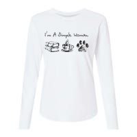 Im A Simple Woman Books Coffee Dog Animal Fur Paw Print Womens Cotton Relaxed Long Sleeve T-Shirt