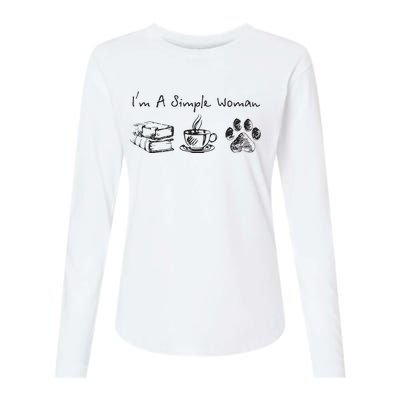 Im A Simple Woman Books Coffee Dog Animal Fur Paw Print Womens Cotton Relaxed Long Sleeve T-Shirt