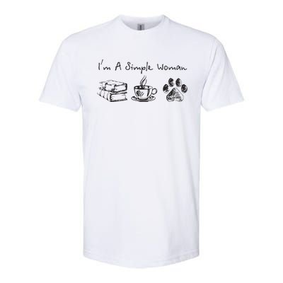 Im A Simple Woman Books Coffee Dog Animal Fur Paw Print Softstyle CVC T-Shirt