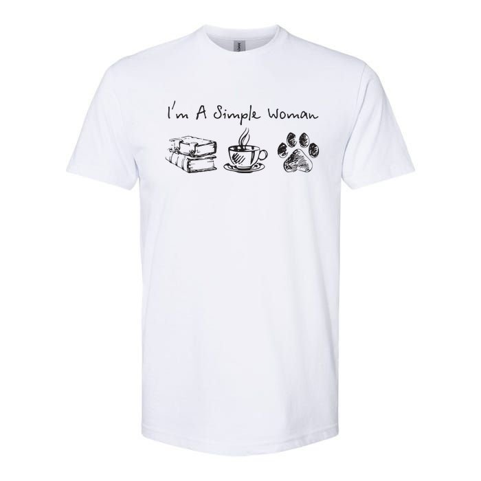 Im A Simple Woman Books Coffee Dog Animal Fur Paw Print Softstyle CVC T-Shirt