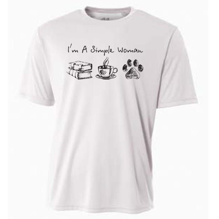 Im A Simple Woman Books Coffee Dog Animal Fur Paw Print Cooling Performance Crew T-Shirt