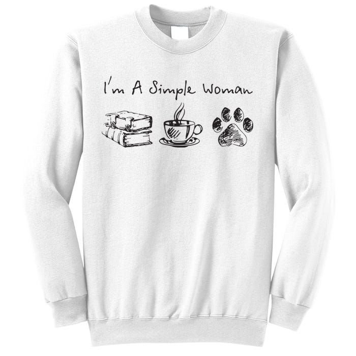 Im A Simple Woman Books Coffee Dog Animal Fur Paw Print Sweatshirt