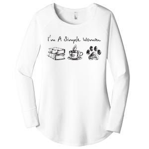 Im A Simple Woman Books Coffee Dog Animal Fur Paw Print Women's Perfect Tri Tunic Long Sleeve Shirt