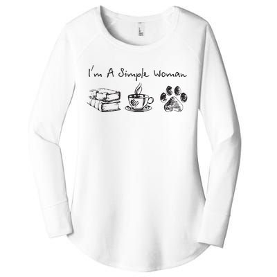 Im A Simple Woman Books Coffee Dog Animal Fur Paw Print Women's Perfect Tri Tunic Long Sleeve Shirt