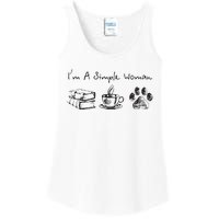 Im A Simple Woman Books Coffee Dog Animal Fur Paw Print Ladies Essential Tank