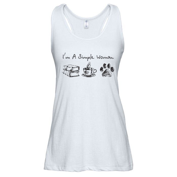 Im A Simple Woman Books Coffee Dog Animal Fur Paw Print Ladies Essential Flowy Tank