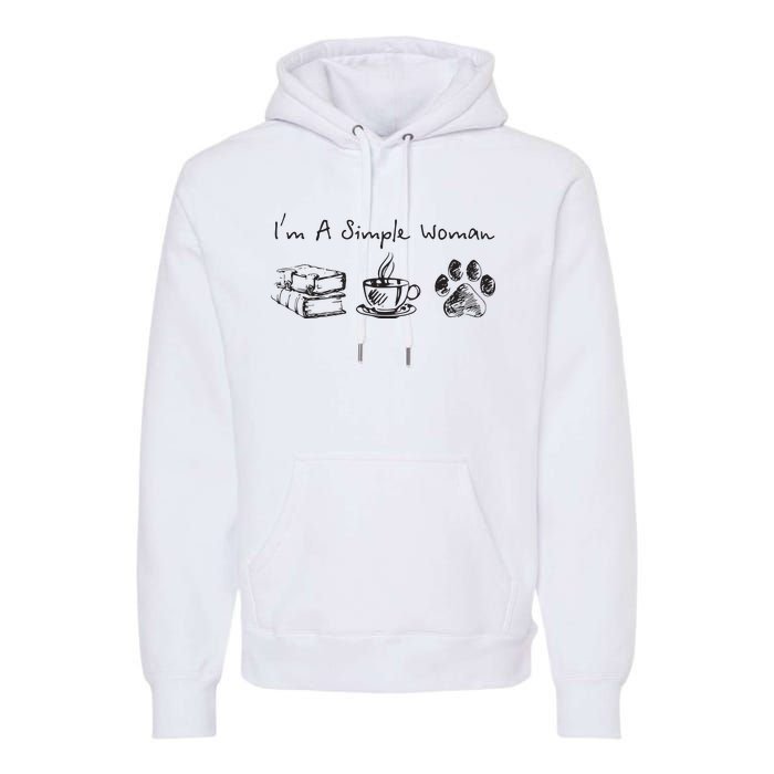 Im A Simple Woman Books Coffee Dog Animal Fur Paw Print Premium Hoodie