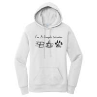 Im A Simple Woman Books Coffee Dog Animal Fur Paw Print Women's Pullover Hoodie