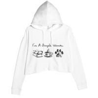 Im A Simple Woman Books Coffee Dog Animal Fur Paw Print Crop Fleece Hoodie