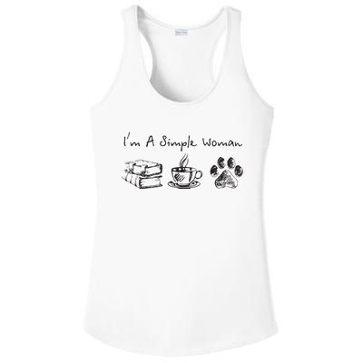 Im A Simple Woman Books Coffee Dog Animal Fur Paw Print Ladies PosiCharge Competitor Racerback Tank