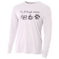 Im A Simple Woman Books Coffee Dog Animal Fur Paw Print Cooling Performance Long Sleeve Crew