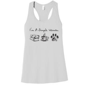 Im A Simple Woman Books Coffee Dog Animal Fur Paw Print Women's Racerback Tank