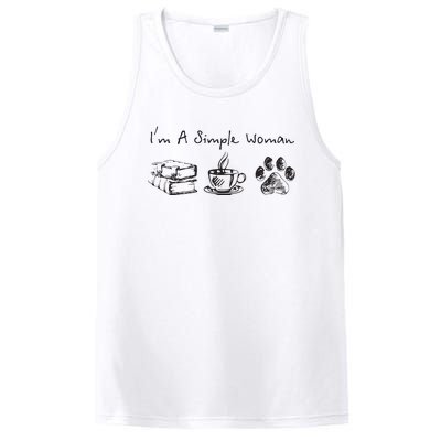 Im A Simple Woman Books Coffee Dog Animal Fur Paw Print PosiCharge Competitor Tank