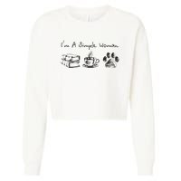 Im A Simple Woman Books Coffee Dog Animal Fur Paw Print Cropped Pullover Crew