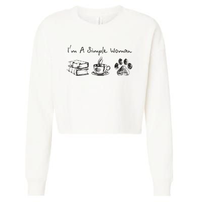 Im A Simple Woman Books Coffee Dog Animal Fur Paw Print Cropped Pullover Crew