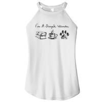 Im A Simple Woman Books Coffee Dog Animal Fur Paw Print Women's Perfect Tri Rocker Tank