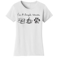 Im A Simple Woman Books Coffee Dog Animal Fur Paw Print Women's T-Shirt