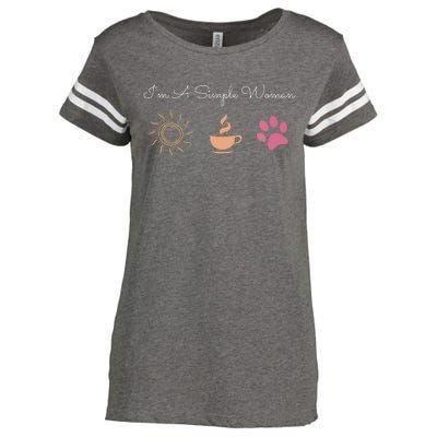 Im A Simple Woman Sunshine Coffee Paw Dog Cute Funny Gift Enza Ladies Jersey Football T-Shirt