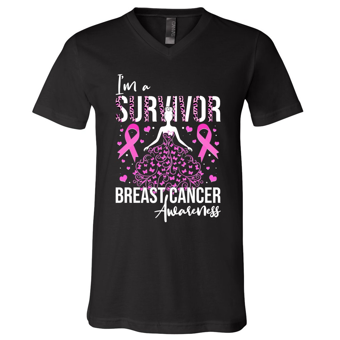 I'm A Survivor Breast Cancer Awareness V-Neck T-Shirt