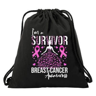 I'm A Survivor Breast Cancer Awareness Drawstring Bag