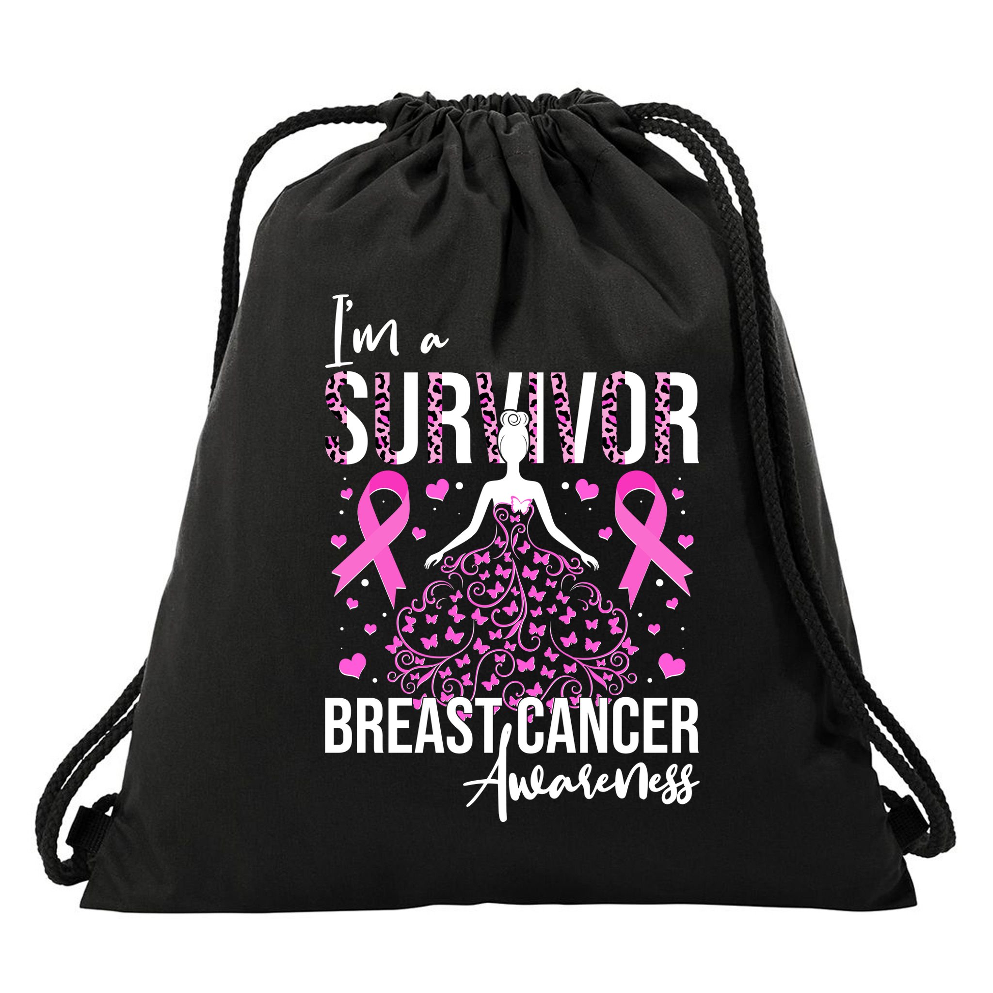 I'm A Survivor Breast Cancer Awareness Drawstring Bag