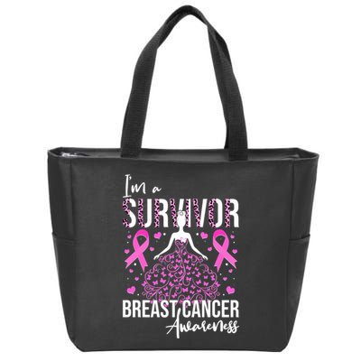 I'm A Survivor Breast Cancer Awareness Zip Tote Bag