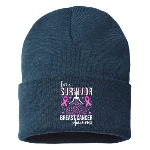 I'm A Survivor Breast Cancer Awareness Sustainable Knit Beanie