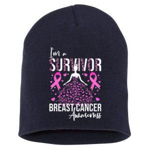 I'm A Survivor Breast Cancer Awareness Short Acrylic Beanie