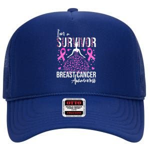 I'm A Survivor Breast Cancer Awareness High Crown Mesh Back Trucker Hat