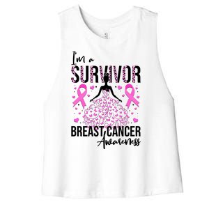 I'm A Survivor Breast Cancer Awareness Women's Racerback Cropped Tank