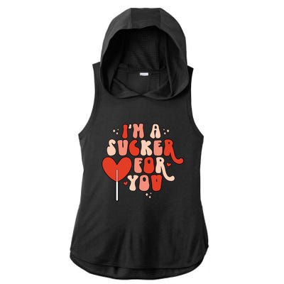 I'm A Sucker For You Lollipop Valentine's Day Heart Candy Meaningful Gift Ladies PosiCharge Tri-Blend Wicking Draft Hoodie Tank