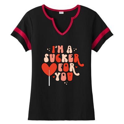 I'm A Sucker For You Lollipop Valentine's Day Heart Candy Meaningful Gift Ladies Halftime Notch Neck Tee