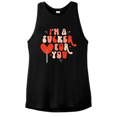 I'm A Sucker For You Lollipop Valentine's Day Heart Candy Meaningful Gift Ladies PosiCharge Tri-Blend Wicking Tank