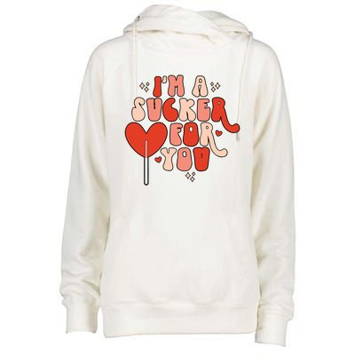 I'm A Sucker For You Lollipop Valentine's Day Heart Candy Meaningful Gift Womens Funnel Neck Pullover Hood