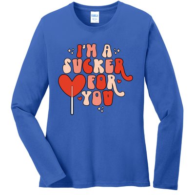 I'm A Sucker For You Lollipop Valentine's Day Heart Candy Meaningful Gift Ladies Long Sleeve Shirt