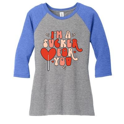 I'm A Sucker For You Lollipop Valentine's Day Heart Candy Meaningful Gift Women's Tri-Blend 3/4-Sleeve Raglan Shirt