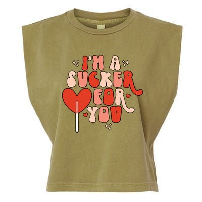 I'm A Sucker For You Lollipop Valentine's Day Heart Candy Meaningful Gift Garment-Dyed Women's Muscle Tee