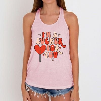 I'm A Sucker For You Lollipop Valentine's Day Heart Candy Meaningful Gift Women's Knotted Racerback Tank