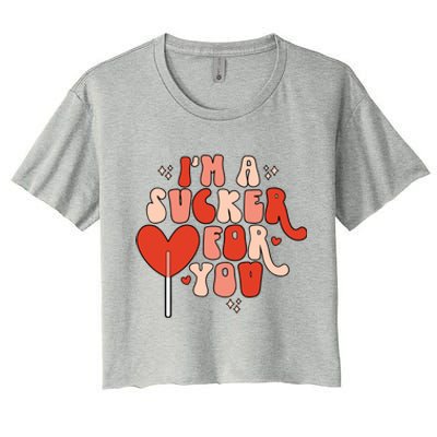 I'm A Sucker For You Lollipop Valentine's Day Heart Candy Meaningful Gift Women's Crop Top Tee