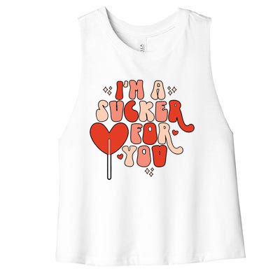 I'm A Sucker For You Lollipop Valentine's Day Heart Candy Meaningful Gift Women's Racerback Cropped Tank