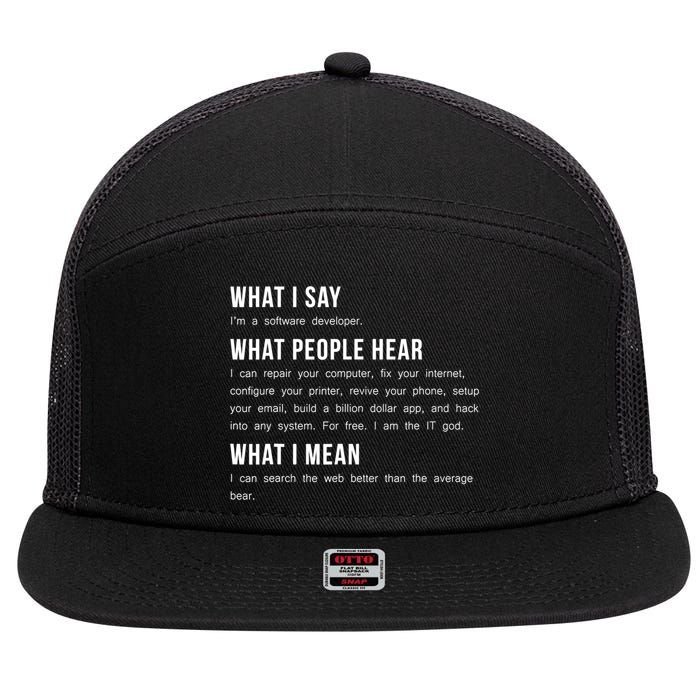 I'm A Software Developer Funny Programming 7 Panel Mesh Trucker Snapback Hat
