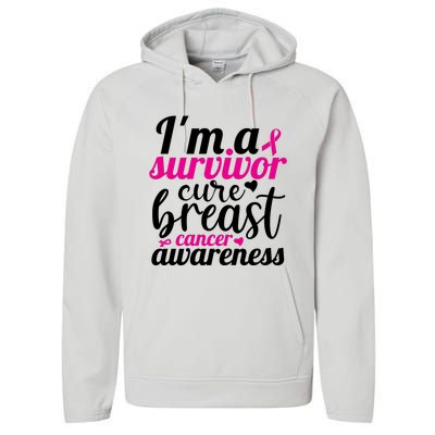 I'm A Survivor Cure Breast Cancer Awareness Performance Fleece Hoodie