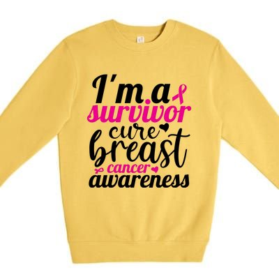 I'm A Survivor Cure Breast Cancer Awareness Premium Crewneck Sweatshirt