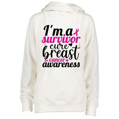 I'm A Survivor Cure Breast Cancer Awareness Womens Funnel Neck Pullover Hood