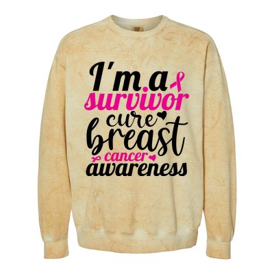 I'm A Survivor Cure Breast Cancer Awareness Colorblast Crewneck Sweatshirt