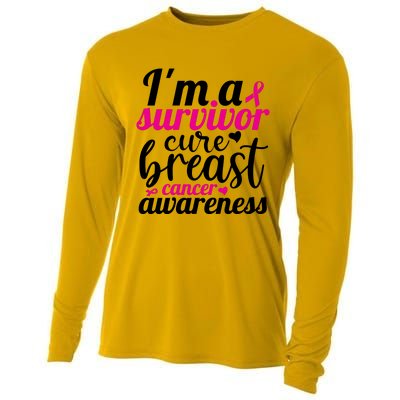 I'm A Survivor Cure Breast Cancer Awareness Cooling Performance Long Sleeve Crew